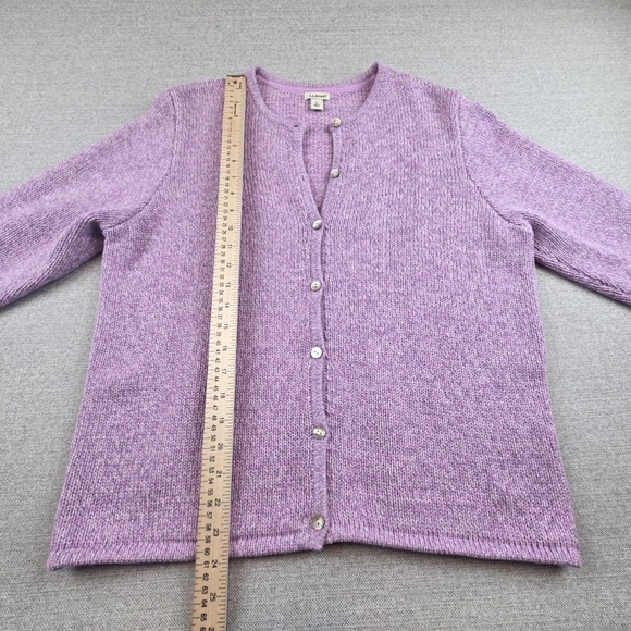 LL Bean Cardigan Sweater Women's Large Lavender Cottagecore Prairie Preppy - Picture 9 of 10